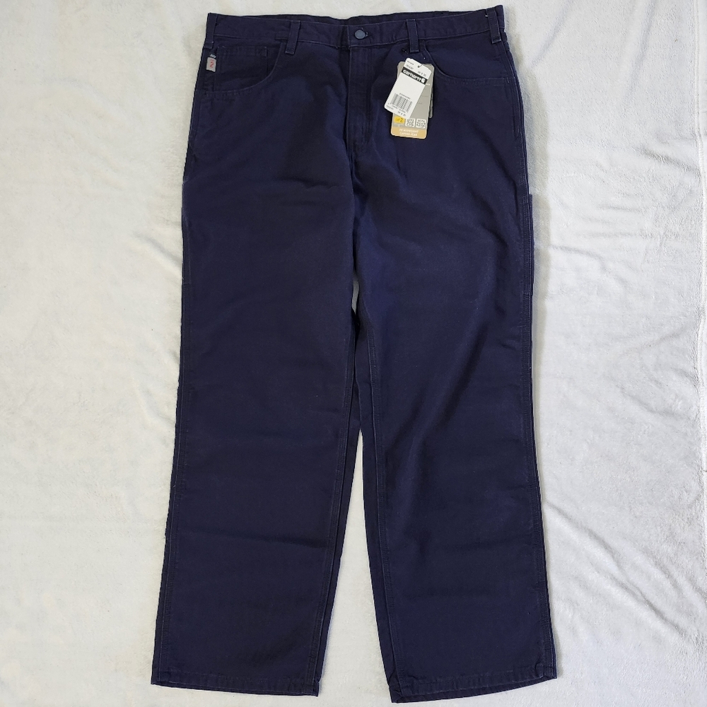 CARHARTT FR CAT Canvas Utility Work Pants Original Fit Navy Men's 38x30 NWT - Picture 3 of 16